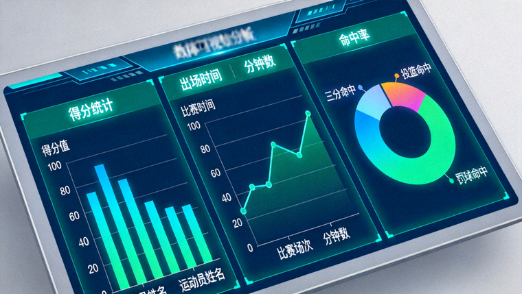 体育数据分析界面中统计图表与数据指标的可视化展示